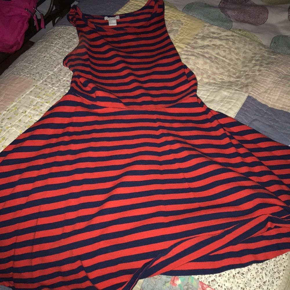 Red and blue mini dress